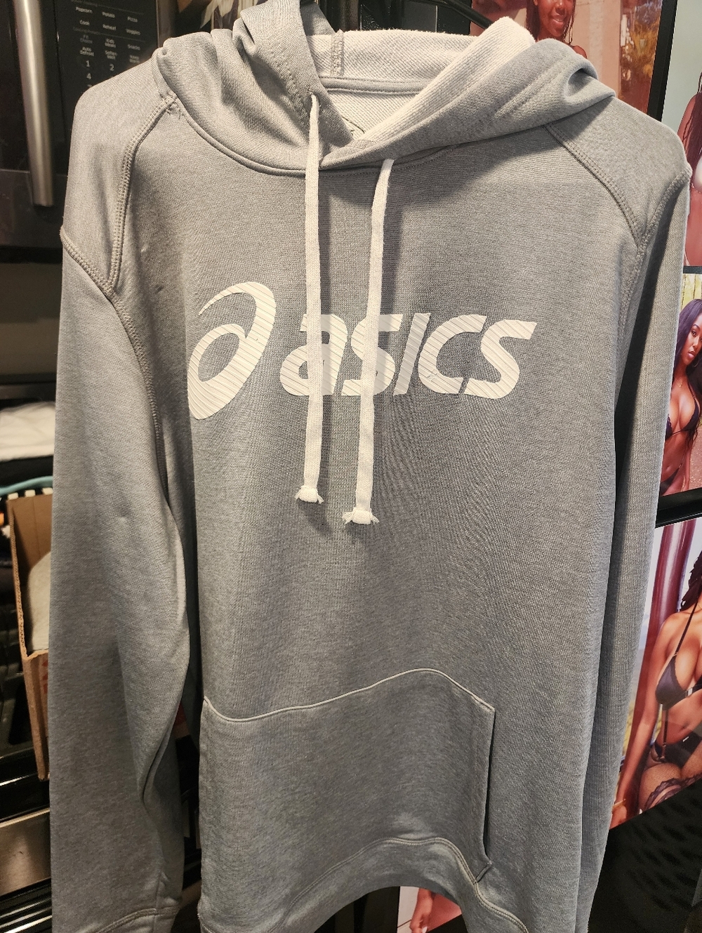 ASICS Light Gray Men’s Pullover Hoodie with White Logo